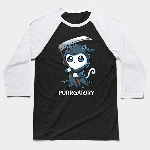 Purrgatory Baseball T-Shirt by MoonlitEnvy